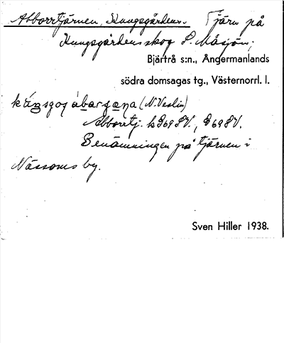 Bild på arkivkortet för arkivposten Abborrtjärnen, Kungsgården