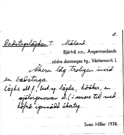 Bild på arkivkortet för arkivposten Badstugulägdan