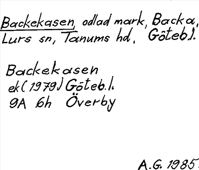 Bild på arkivkortet för arkivposten Backekasen