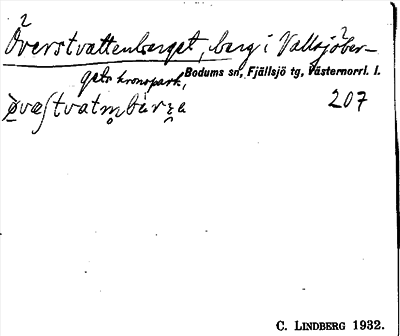 Bild på arkivkortet för arkivposten Överstvattenberget
