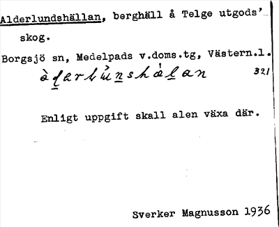 Bild på arkivkortet för arkivposten Alderlundshällan