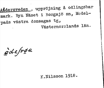 Bild på arkivkortet för arkivposten Aldersveden