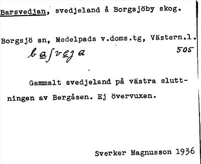 Bild på arkivkortet för arkivposten Barsvedjan