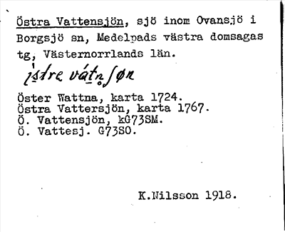 Bild på arkivkortet för arkivposten Östra Vattensjön