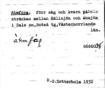 Bild på arkivkortet för arkivposten Almfors