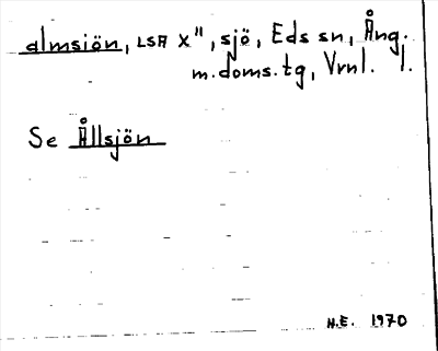 Bild på arkivkortet för arkivposten »almsiön», se Ållsjön