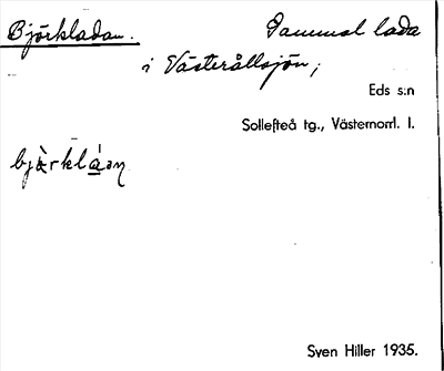 Bild på arkivkortet för arkivposten Björkladan