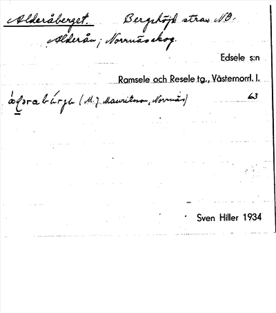 Bild på arkivkortet för arkivposten Alderåberget
