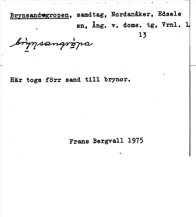 Bild på arkivkortet för arkivposten Brynsandgropen