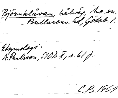 Bild på arkivkortet för arkivposten Björnklåvan