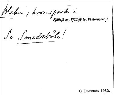 Bild på arkivkortet för arkivposten Bleka, se Smedsböle