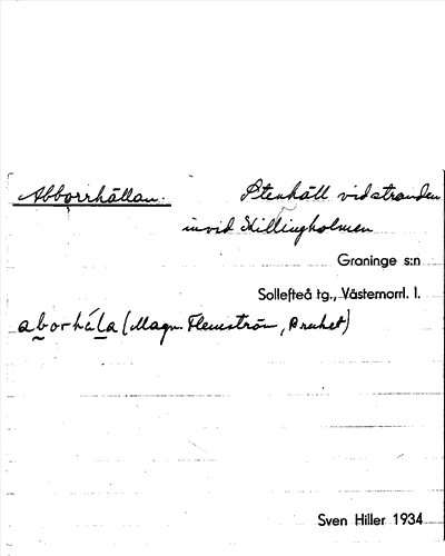 Bild på arkivkortet för arkivposten Abborrhällan
