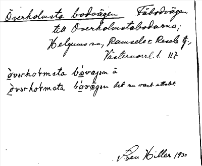 Bild på arkivkortet för arkivposten Överholmsta bodvägen