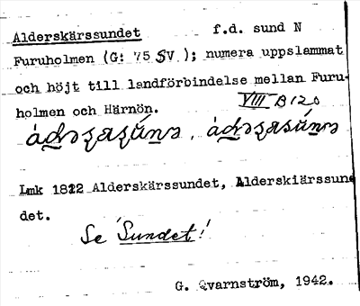 Bild på arkivkortet för arkivposten Aldorskässundet