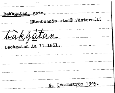 Bild på arkivkortet för arkivposten Backgatan