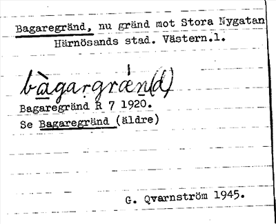 Bild på arkivkortet för arkivposten Bagaregränd