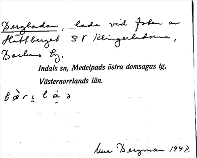 Bild på arkivkortet för arkivposten Bergladan