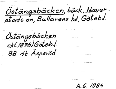 Bild på arkivkortet för arkivposten Östängsbäcken