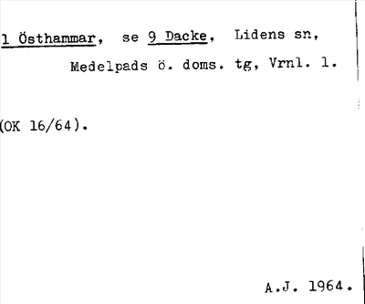 Bild på arkivkortet för arkivposten Östhammar, se 9 Dacke