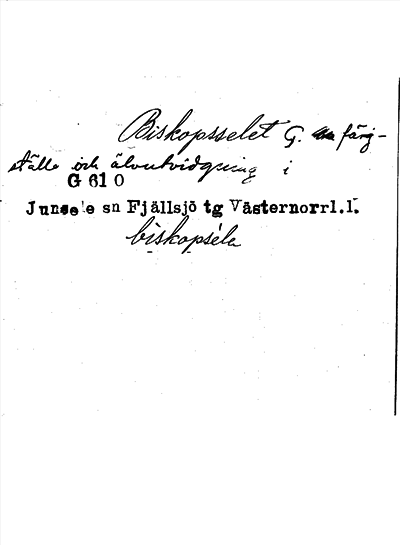 Bild på arkivkortet för arkivposten Biskopsselet