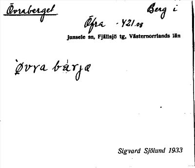 Bild på arkivkortet för arkivposten Övraberget