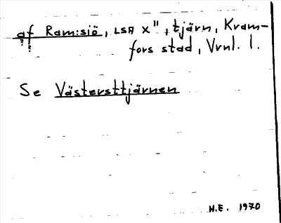 Bild på arkivkortet för arkivposten »af Ram:siö», se Västersttjärnen