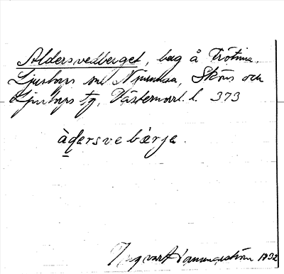 Bild på arkivkortet för arkivposten Aldersvedberget