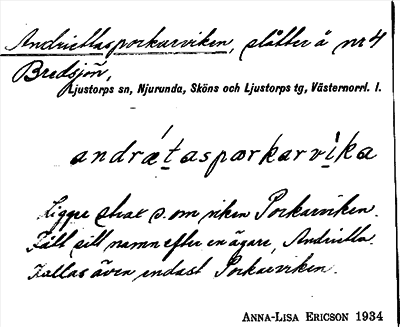 Bild på arkivkortet för arkivposten Andriettasporkarviken