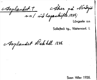 Bild på arkivkortet för arkivposten Asplandet
