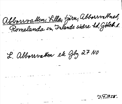 Bild på arkivkortet för arkivposten Abborrvatten, Lilla