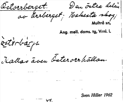 Bild på arkivkortet för arkivposten Östorrberget