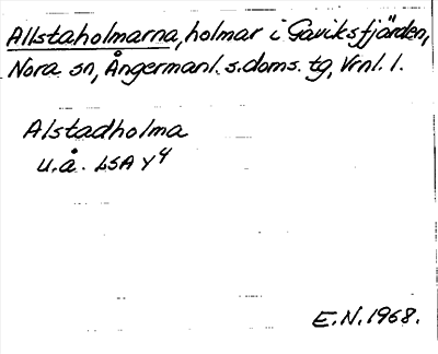 Bild på arkivkortet för arkivposten Allstaholmarna