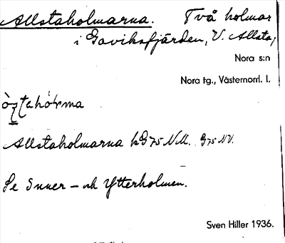 Bild på arkivkortet för arkivposten Allstaholmarna