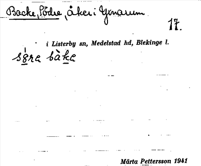 Bild på arkivkortet för arkivposten Backe, Södre