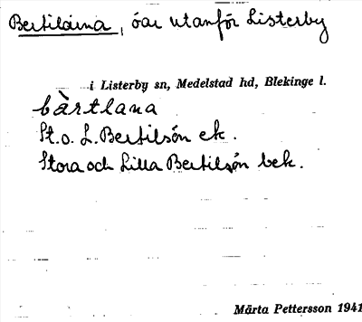 Bild på arkivkortet för arkivposten Bertilarna