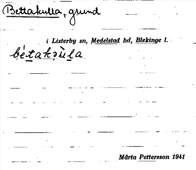 Bild på arkivkortet för arkivposten Bettakulla