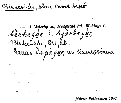 Bild på arkivkortet för arkivposten Birkeskär