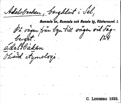 Bild på arkivkortet för arkivposten Adelsbacken