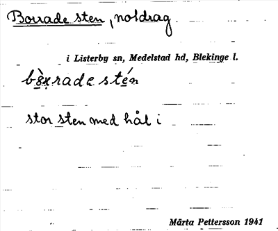Bild på arkivkortet för arkivposten Borrade sten