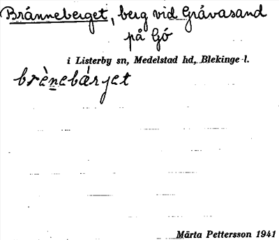 Bild på arkivkortet för arkivposten Bränneberget