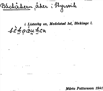 Bild på arkivkortet för arkivposten Bäckåkern