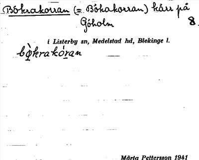 Bild på arkivkortet för arkivposten Bökrakorran