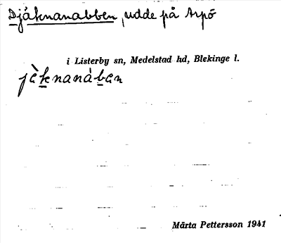Bild på arkivkortet för arkivposten Djäknanabben