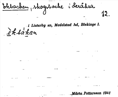 Bild på arkivkortet för arkivposten Ekbacken