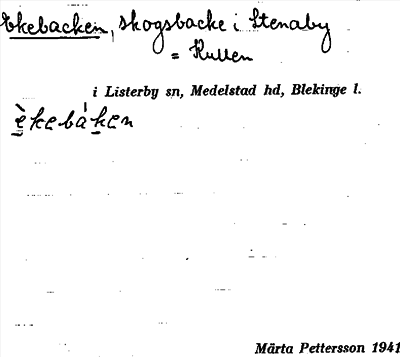 Bild på arkivkortet för arkivposten Ekebacken