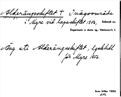 Bild på arkivkortet för arkivposten Alderängsskiftet