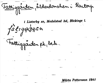 Bild på arkivkortet för arkivposten Fattiggården