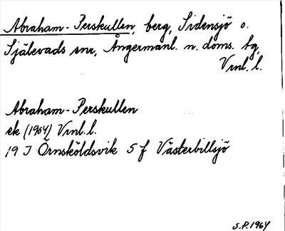 Bild på arkivkortet för arkivposten Abraham-Perskullen