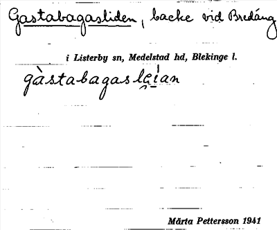 Bild på arkivkortet för arkivposten Gastabagasliden