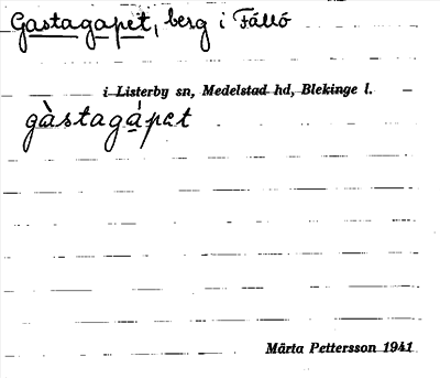 Bild på arkivkortet för arkivposten Gastagapet